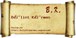 Bálint Kármen névjegykártya